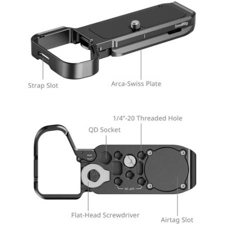 SmallRig 5481 - montażowa płytka dolna/bazowa, Arca-Swiss, Quick Release, schowek na Apple AirTag, do Sony Alpha 7C II i 7CR